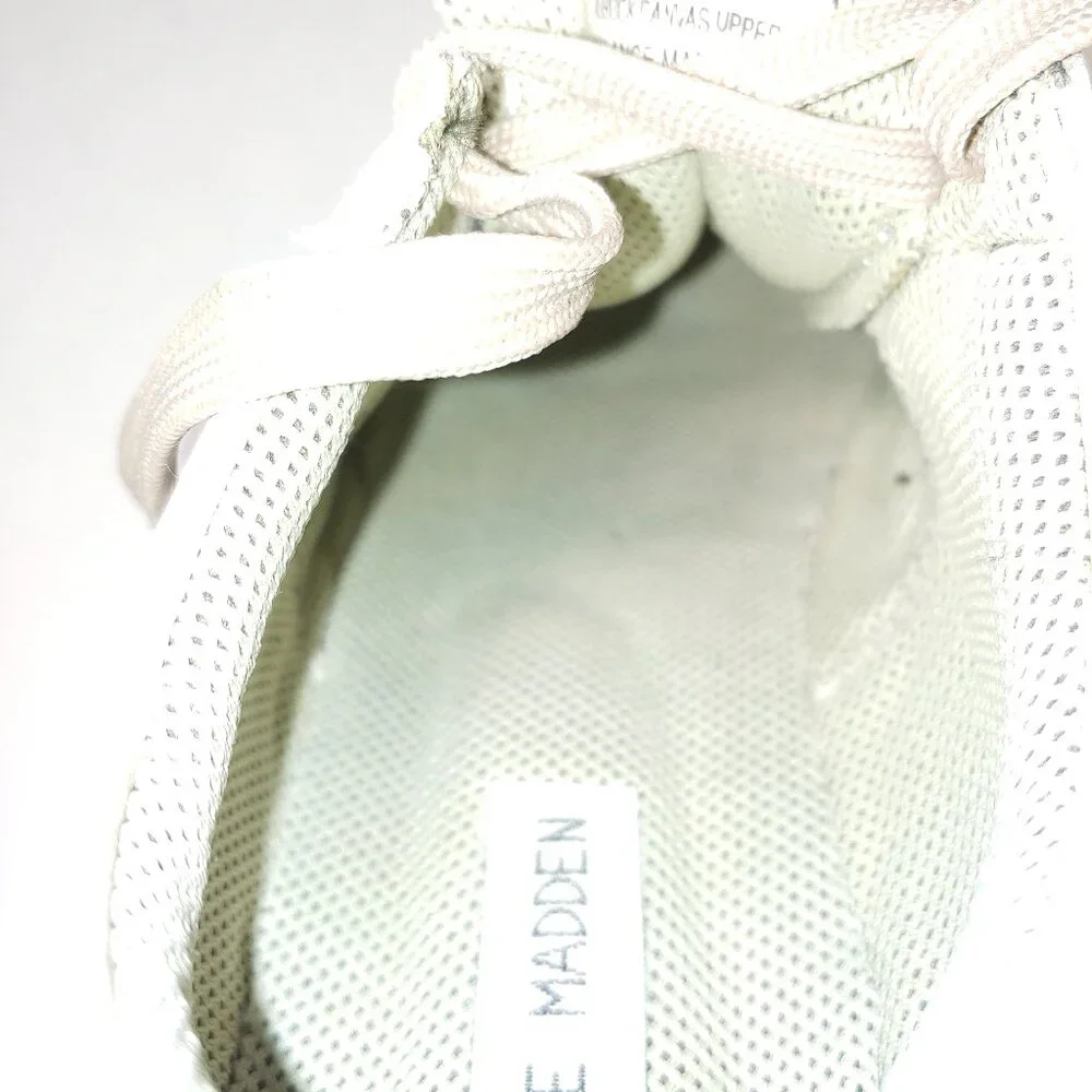 Steve Madden Ralli Platform Sneakers Nubuck Canvas Lace Up Size 7.5 Cream